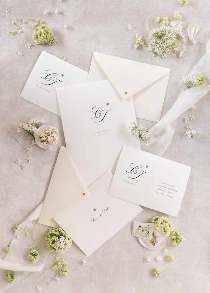 Hochzeitskarten Büttenpapier, Einladungskarte, Antwortkarte, Briefkuverts, Büttenpapier Einladungskarte, Einladungskarte und Antwortkarte